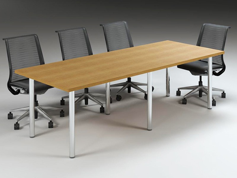 8-Seater Table with Silver Pole Legs