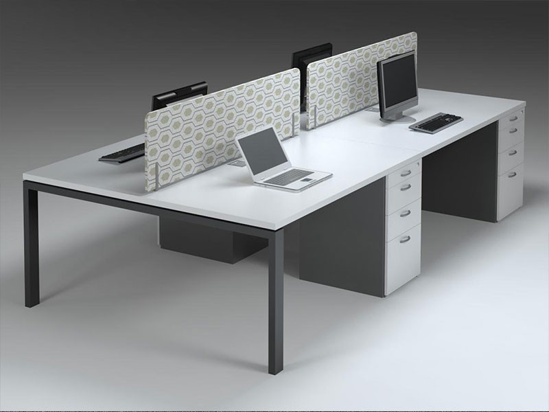 4-way cluster desks with fabric screens