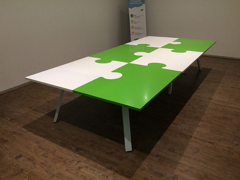 Puzzle Boardroom Table with White A-Frame