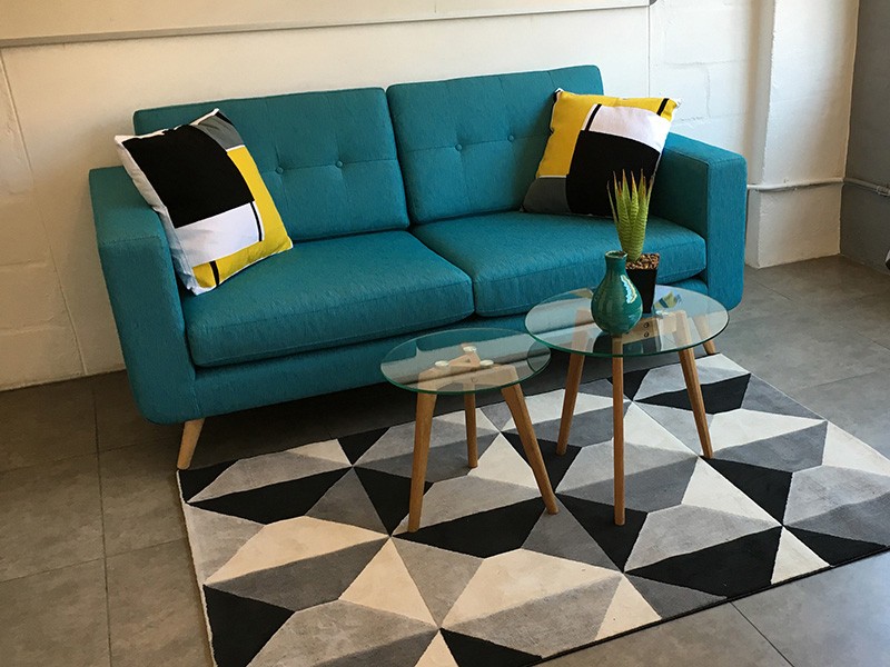 Teal Sofa With Timber Legs